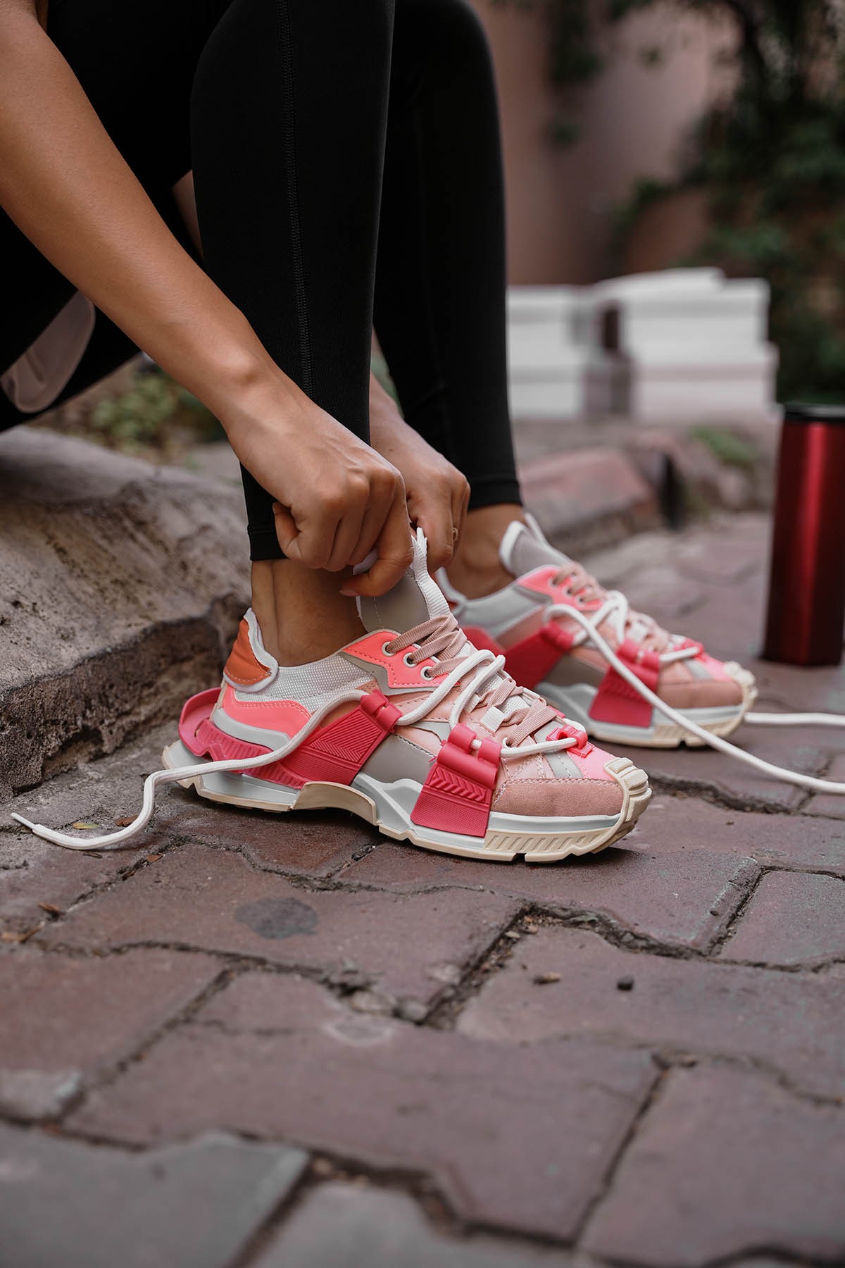 Kadın lopez Pudra Fujya Bağcık Detaylı Sneaker Spor Ayakkabı