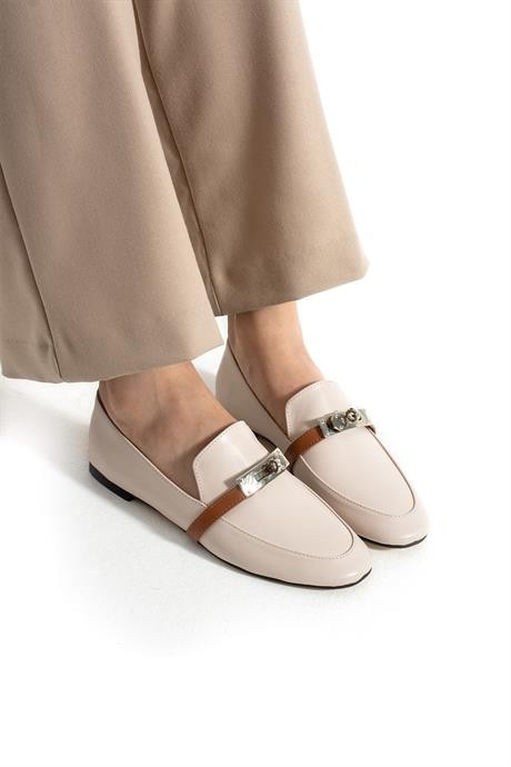 Kadın Loafer Tokalı Günlük Ayakkabı Loriza Bej