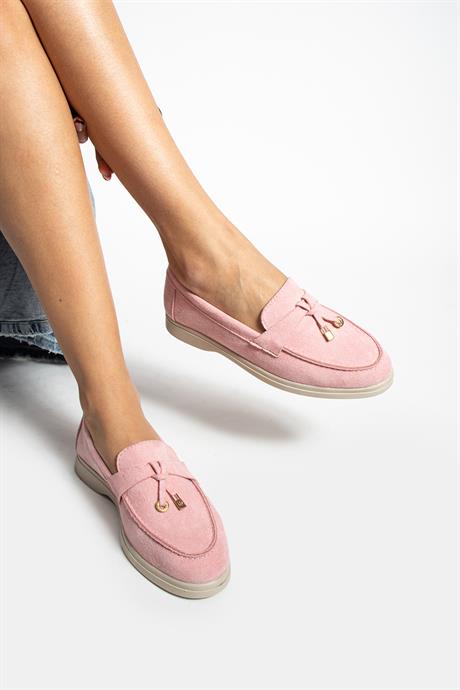 Woller Pudra Loafer Süet Kadın Ayakkabı