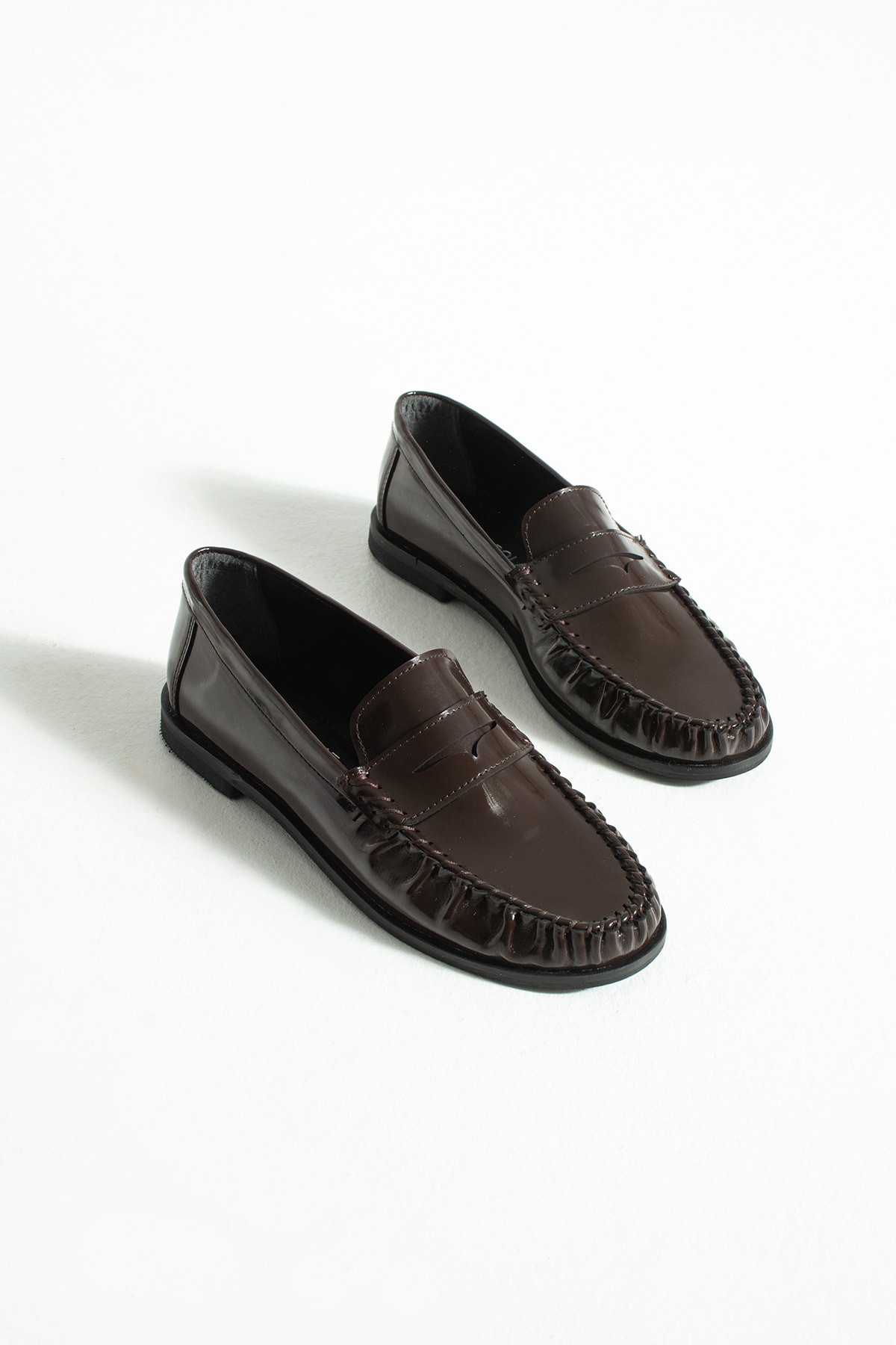 Kadın Kahve Rugan Loafer Günlük Ayakkabı Saraçlı Düz Taban Verna