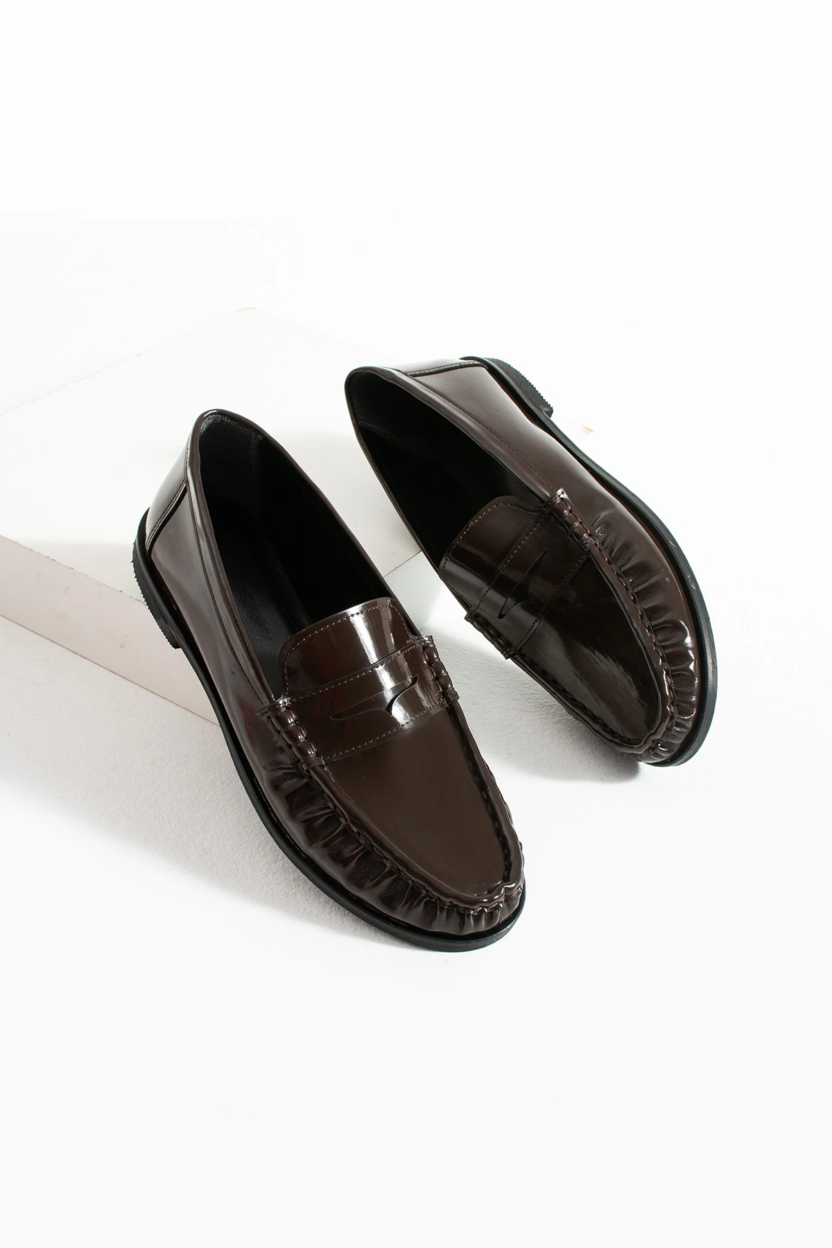 Lucy Kadın  Lacivert Kırışık Rugan Loafer Saraç Detaylı Rahat Günlük Ayakkabı