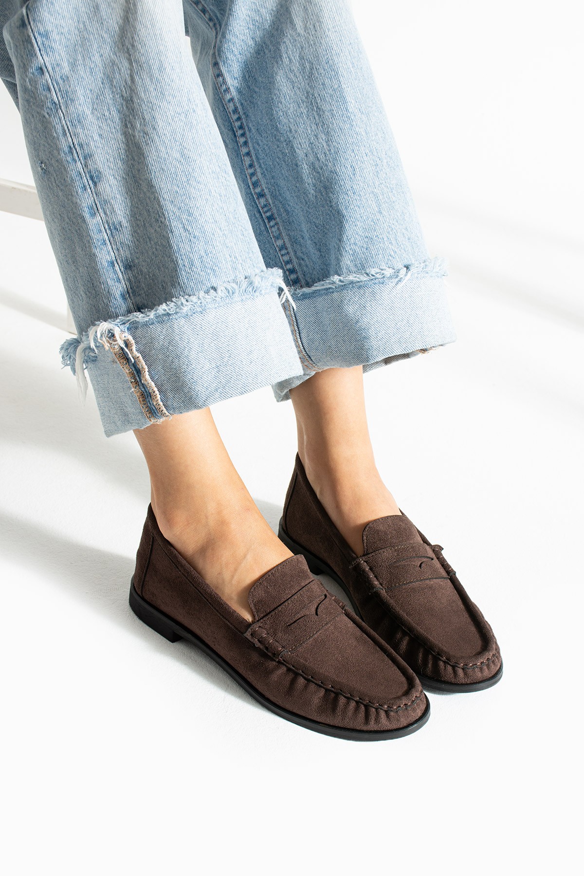 Lucy Kadın Loafer Saraç Detaylı Rahat Günlük Ayakkabı Kahve Süet