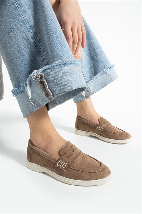 Vizon Süet Loafer Günlük Ayakkabı Kadın Gabby