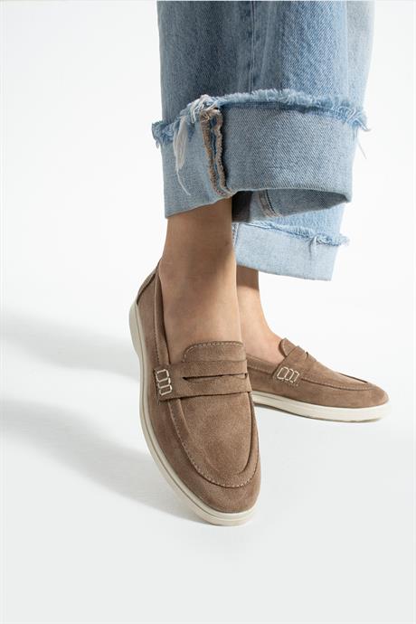 Vizon Süet Loafer Günlük Ayakkabı Kadın Gabby