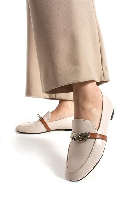 Kadın Loafer Tokalı Günlük Ayakkabı Loriza Bej