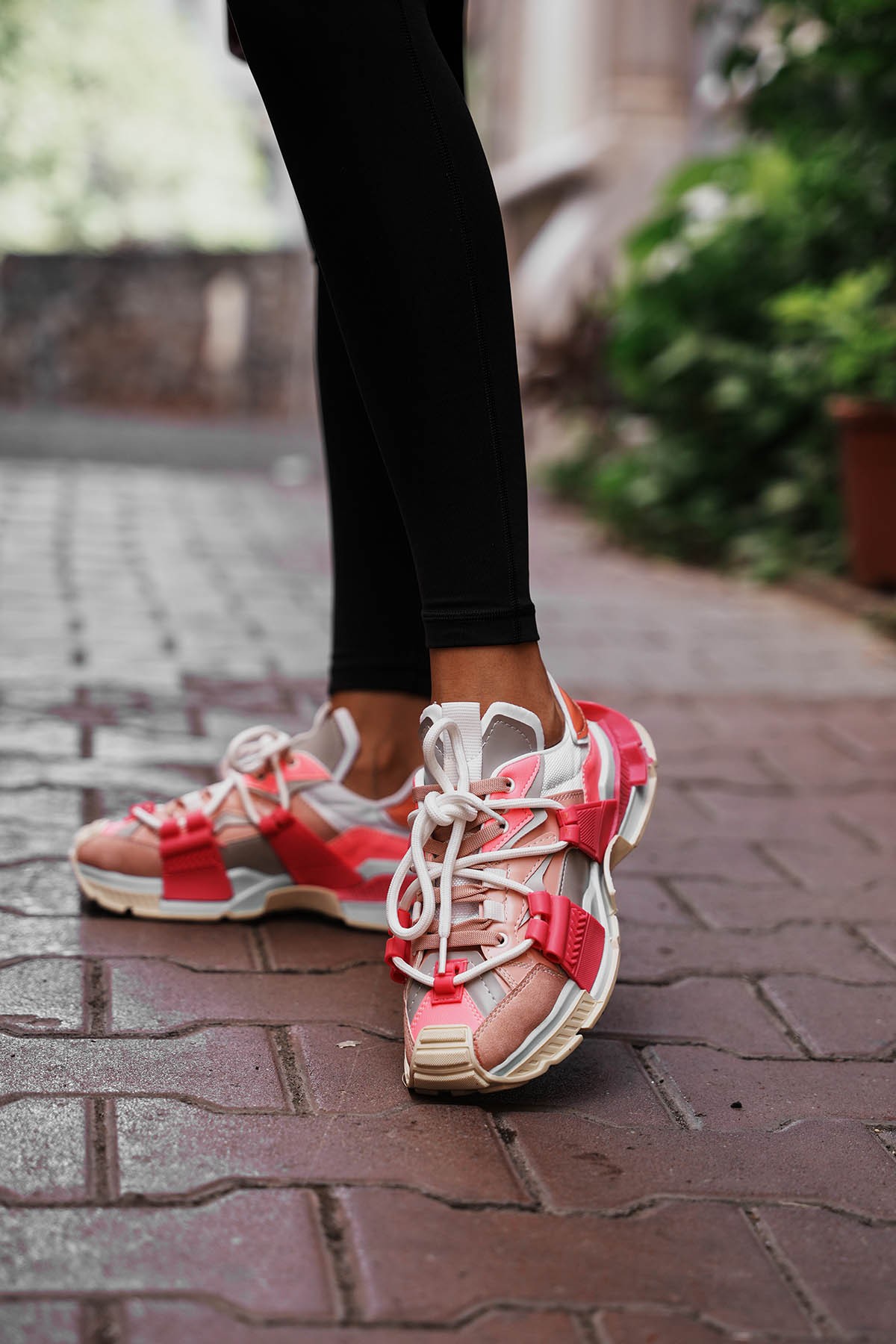 Kadın lopez Pudra Fujya Bağcık Detaylı Sneaker Spor Ayakkabı