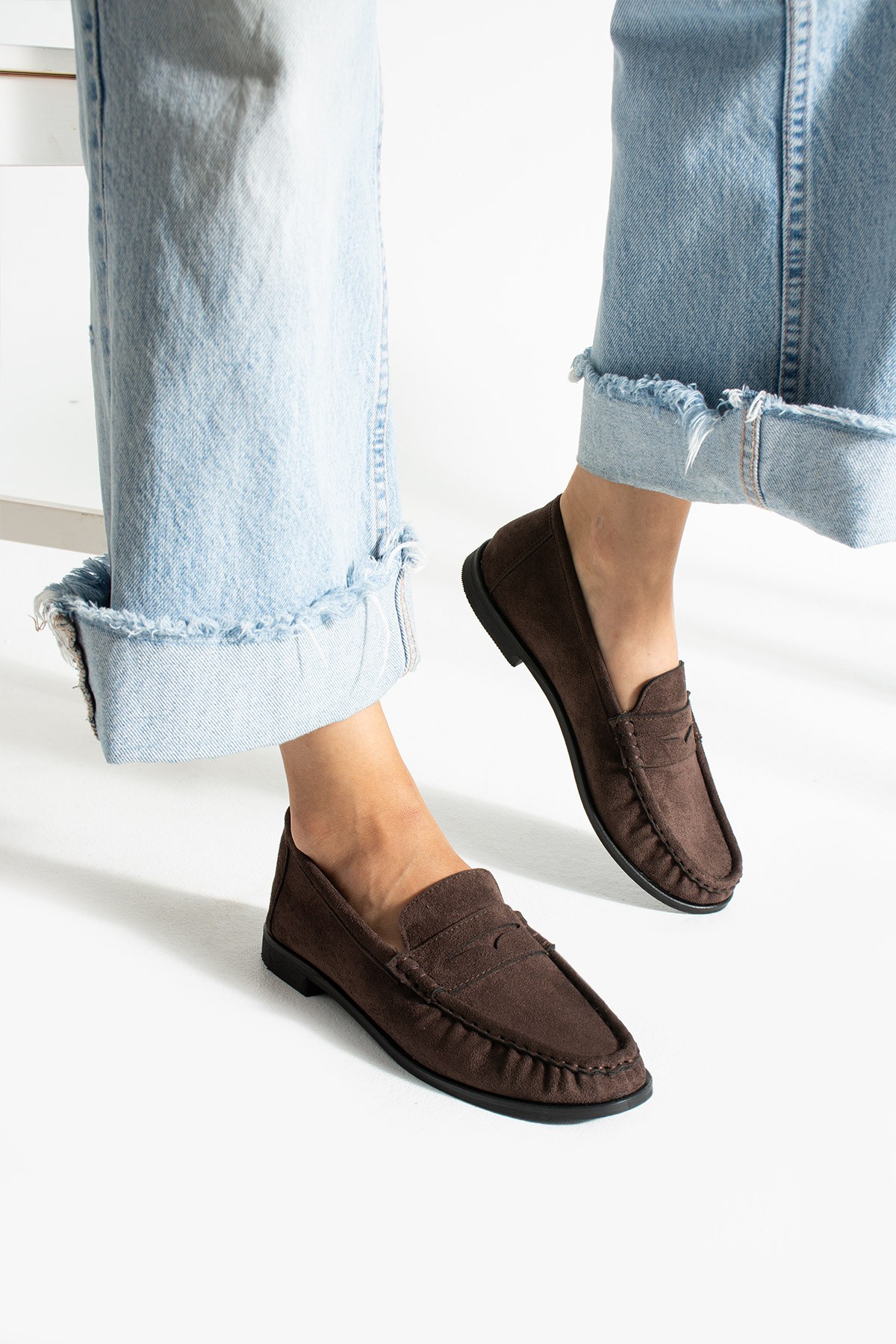 Lucy Kadın Loafer Saraç Detaylı Rahat Günlük Ayakkabı Kahve Süet