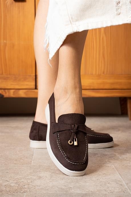 Woller Kahve Loafer Süet Kadın Ayakkabı