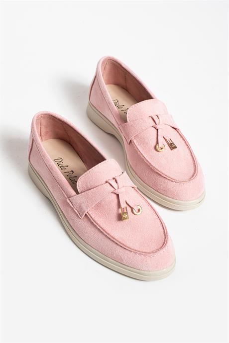 Woller Pudra Loafer Süet Kadın Ayakkabı