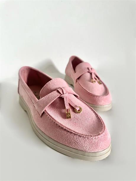 Woller Pudra Loafer Süet Kadın Ayakkabı