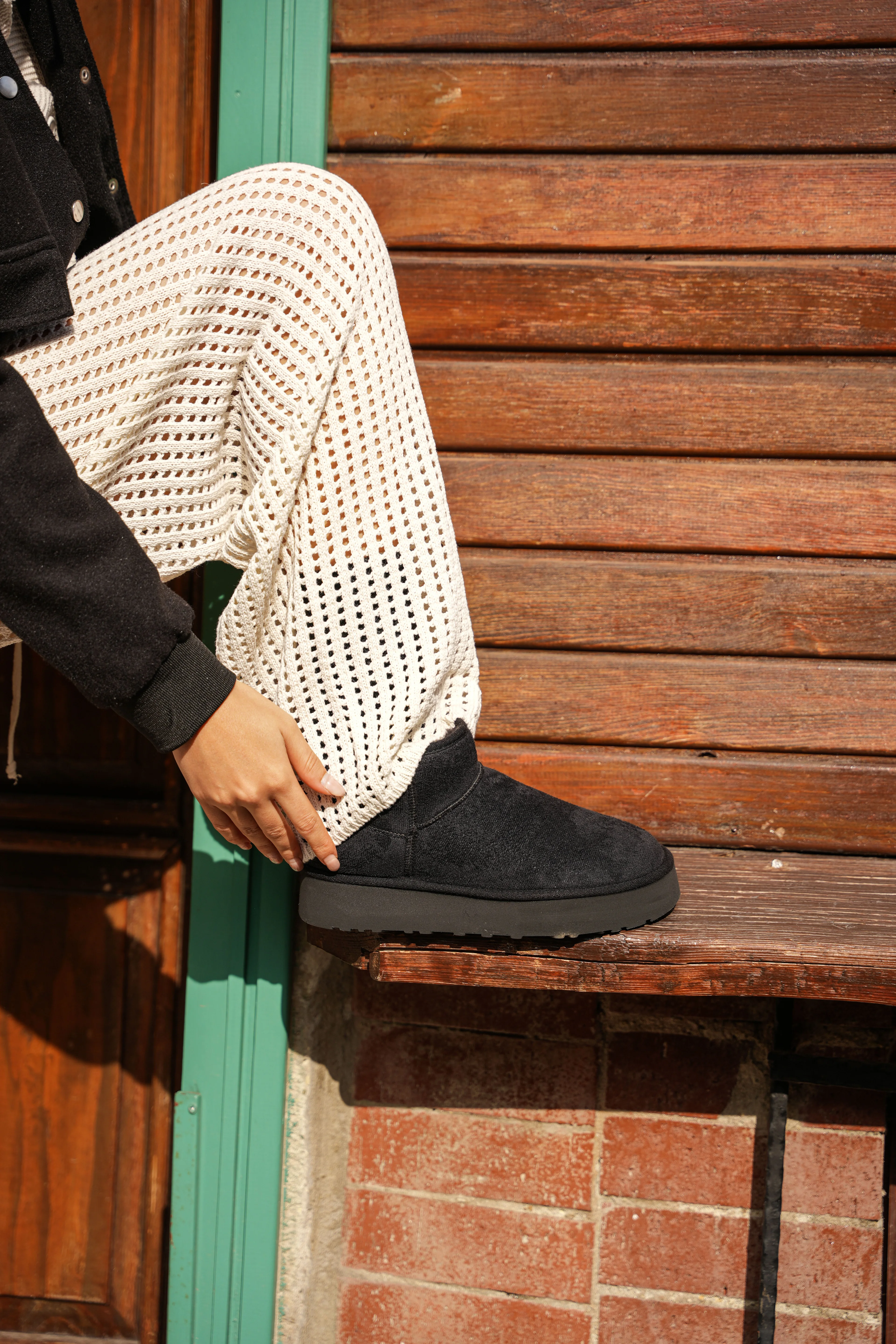 Mini Siyah Süet İçi Kürklü Kalın Taban Kadın Bot Soul