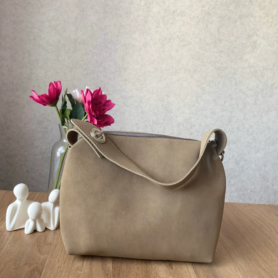 Bej Süet Omuz Çanta