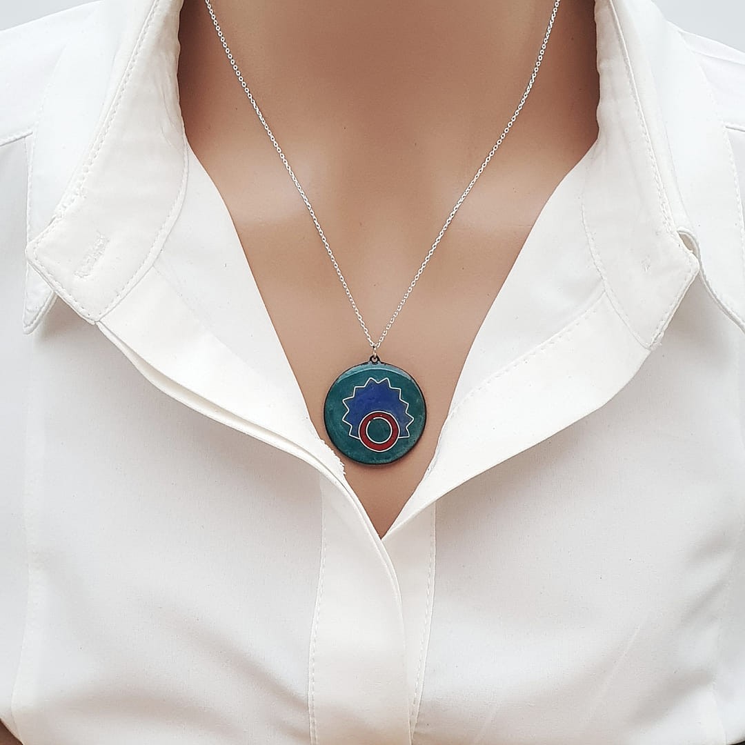 Cloisonné Kolye Maggy Gümüş Zincirli
