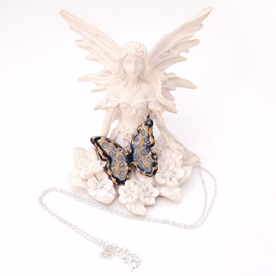 Golden Butterfly Kolye Gümüş Zincirli