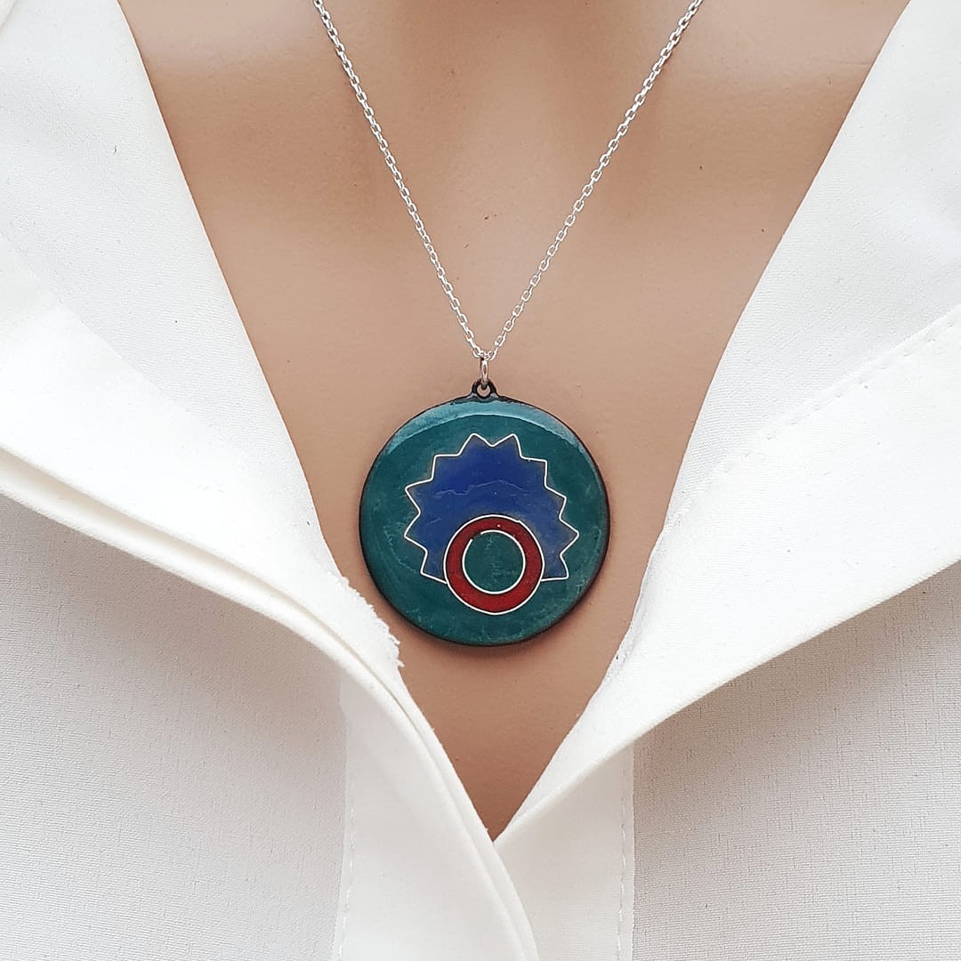 Cloisonné Kolye Maggy Gümüş Zincirli