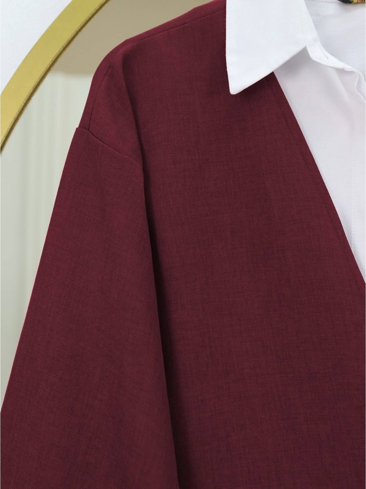 Önden Bağlamalı Pantolonlu Kimono Takım -Bordo