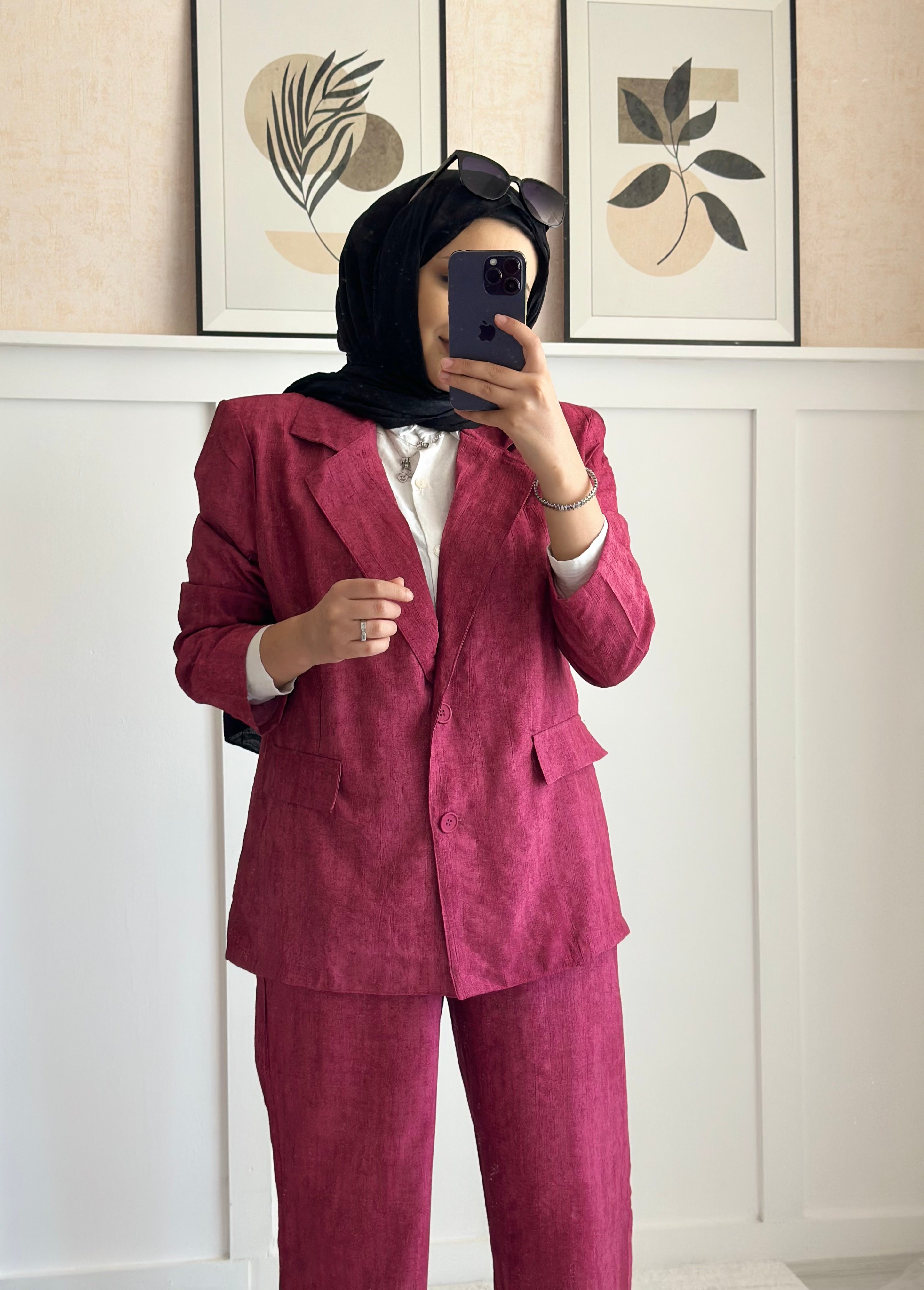 Batik Çilek Keten Takım -Pembe