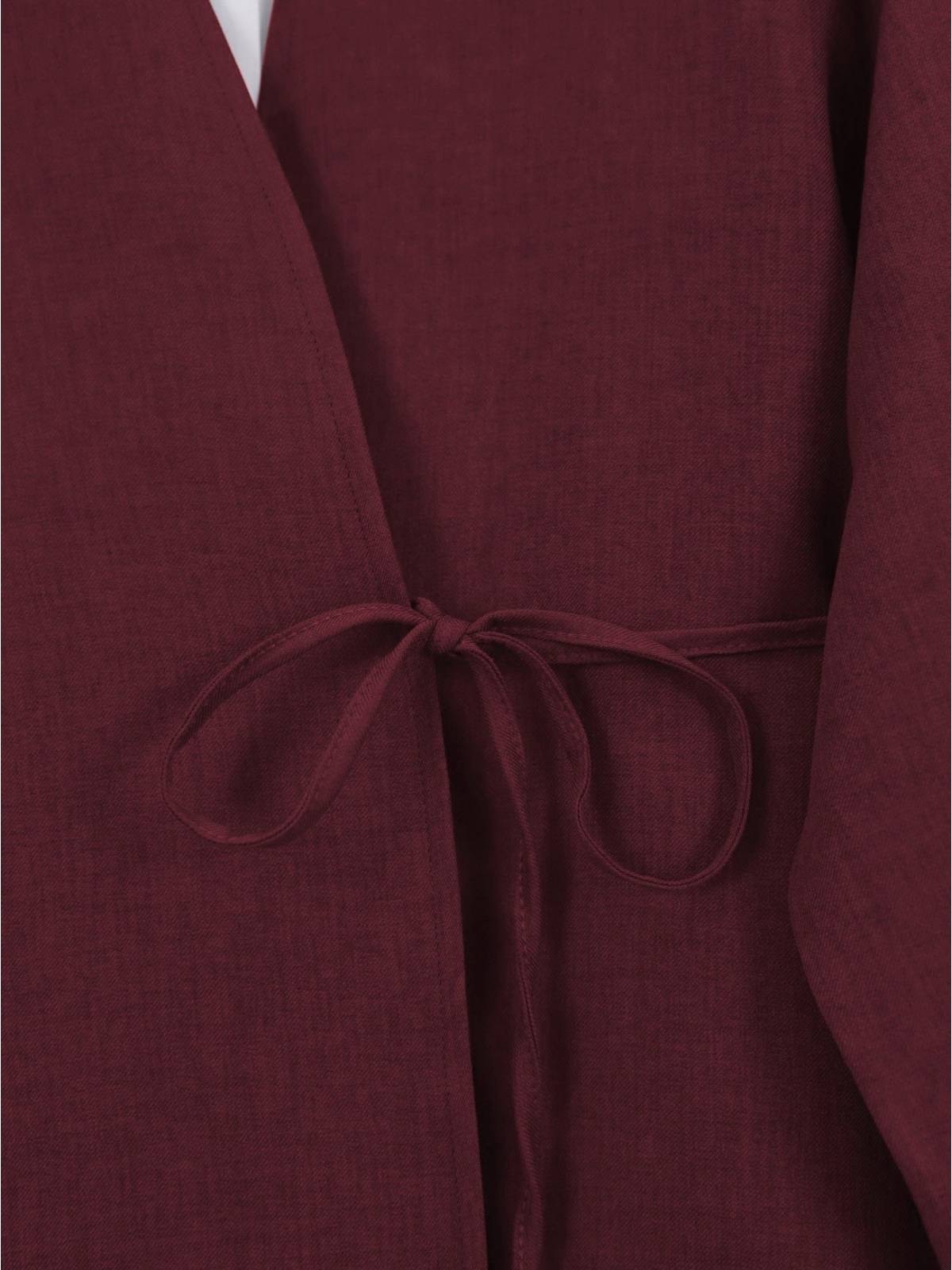 Önden Bağlamalı Pantolonlu Kimono Takım -Bordo