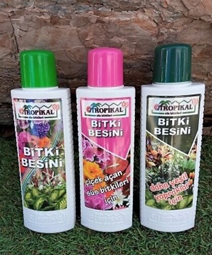 Tropikal Bitki Besini 3'lü Set- 225 ml Çiçekli Bitkiler,Genel Bitki Besini, Daha Yeşil Yapraklar İçin