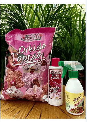 Tropikal Orkide Toprağı 3 lt+ Orkide Çiçek Açtıran Bitki Besini 225 Ml+ Yaprak Temizleyici 250 ml