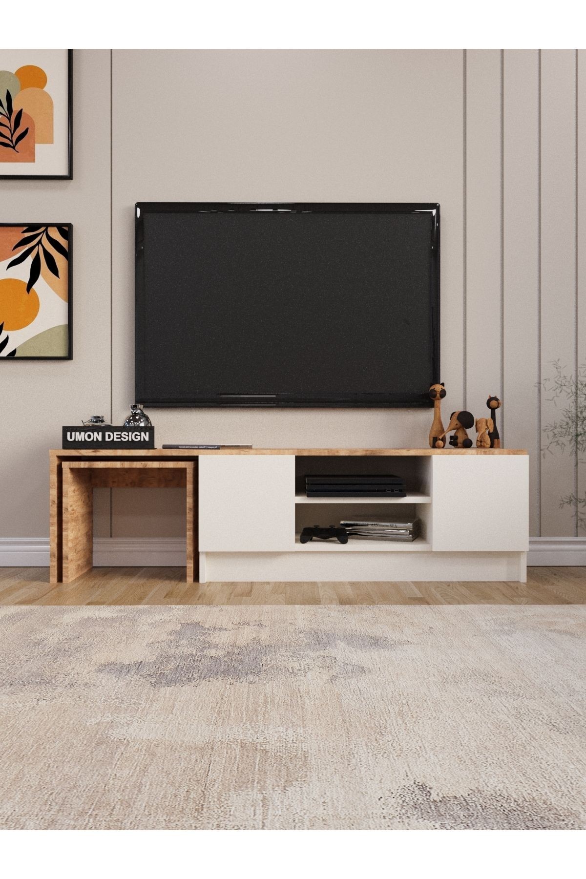 Teos Zigonlu Tv Ünitesi 150 Cm Zigon Sehpalı Televizyon Sehpası