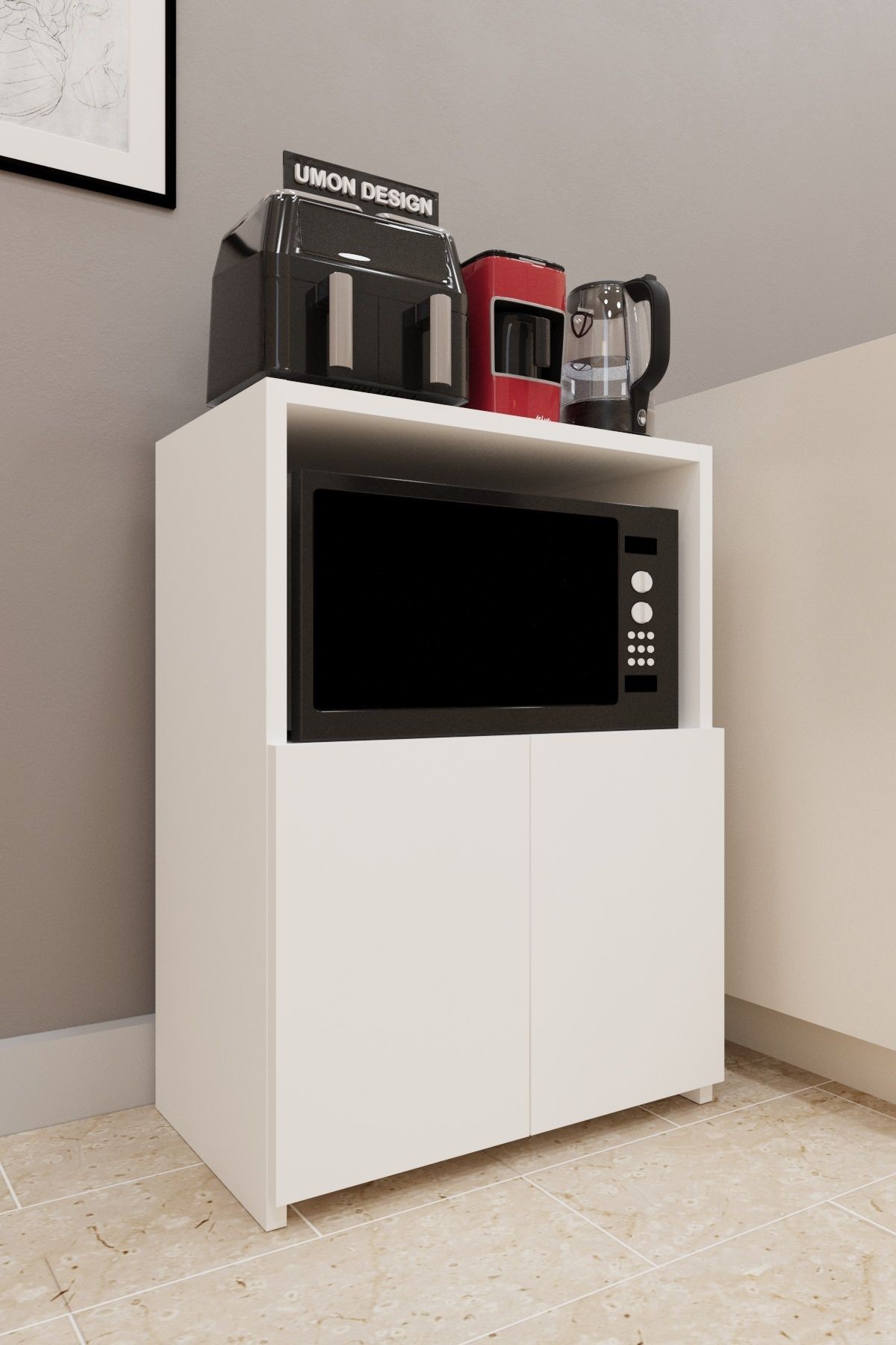 Çok Amaçlı Dolap Ayaklı Yarım Kapaklı Raflı Mutfak- Banyo- Kıyafet- Ofis- Hol- Balkon Beyaz