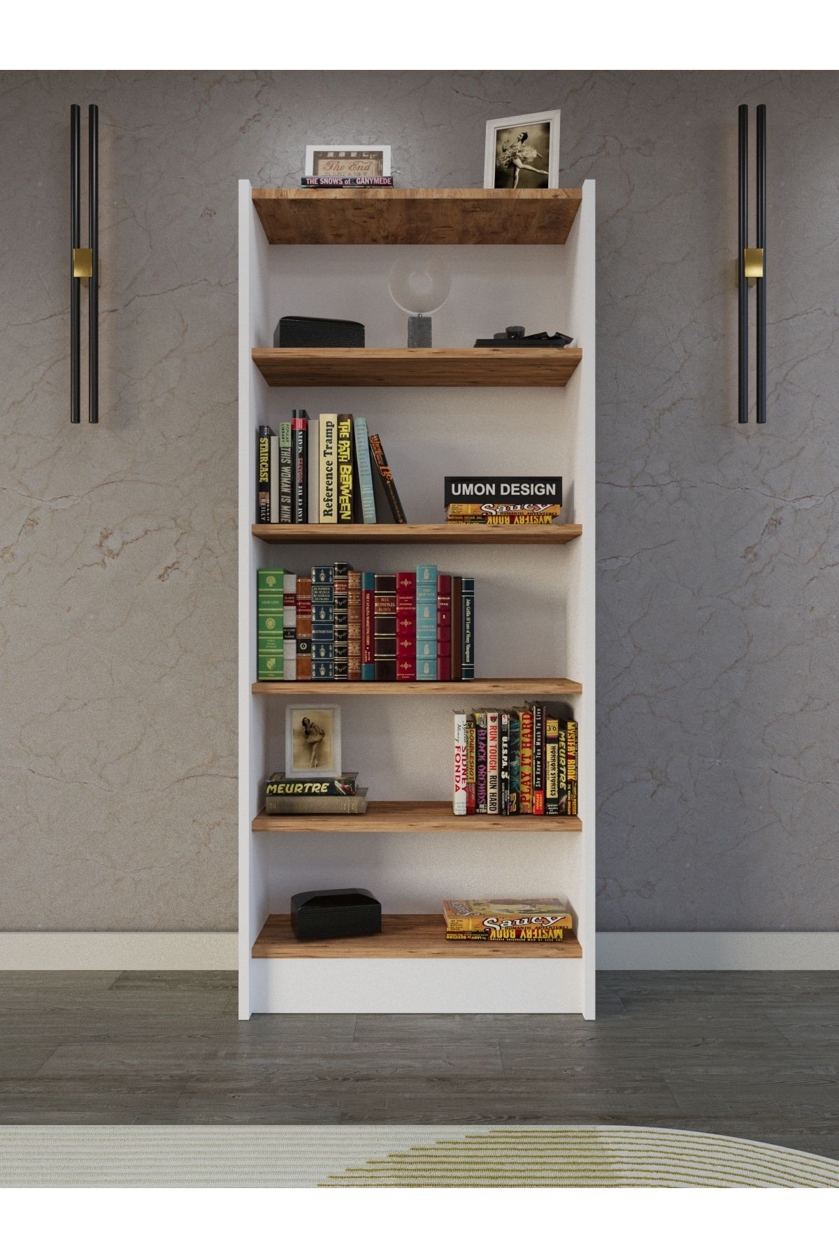 Line 5 Raflı Kapaklı Kitaplık MDF Dekoratif Kapak