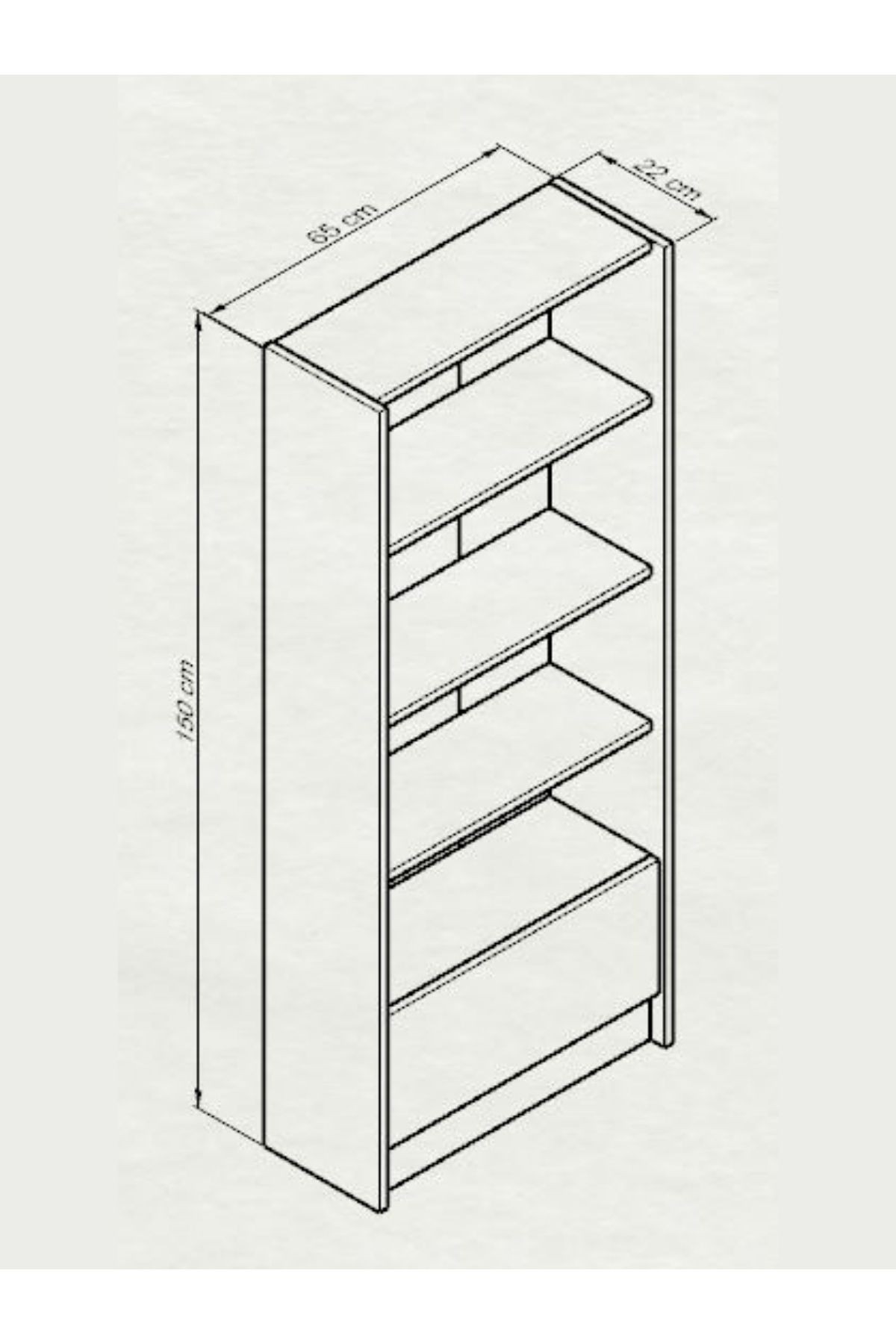 Bohem 5 Raflı Kapaklı Kitaplık MDF Dekoratif Kapak