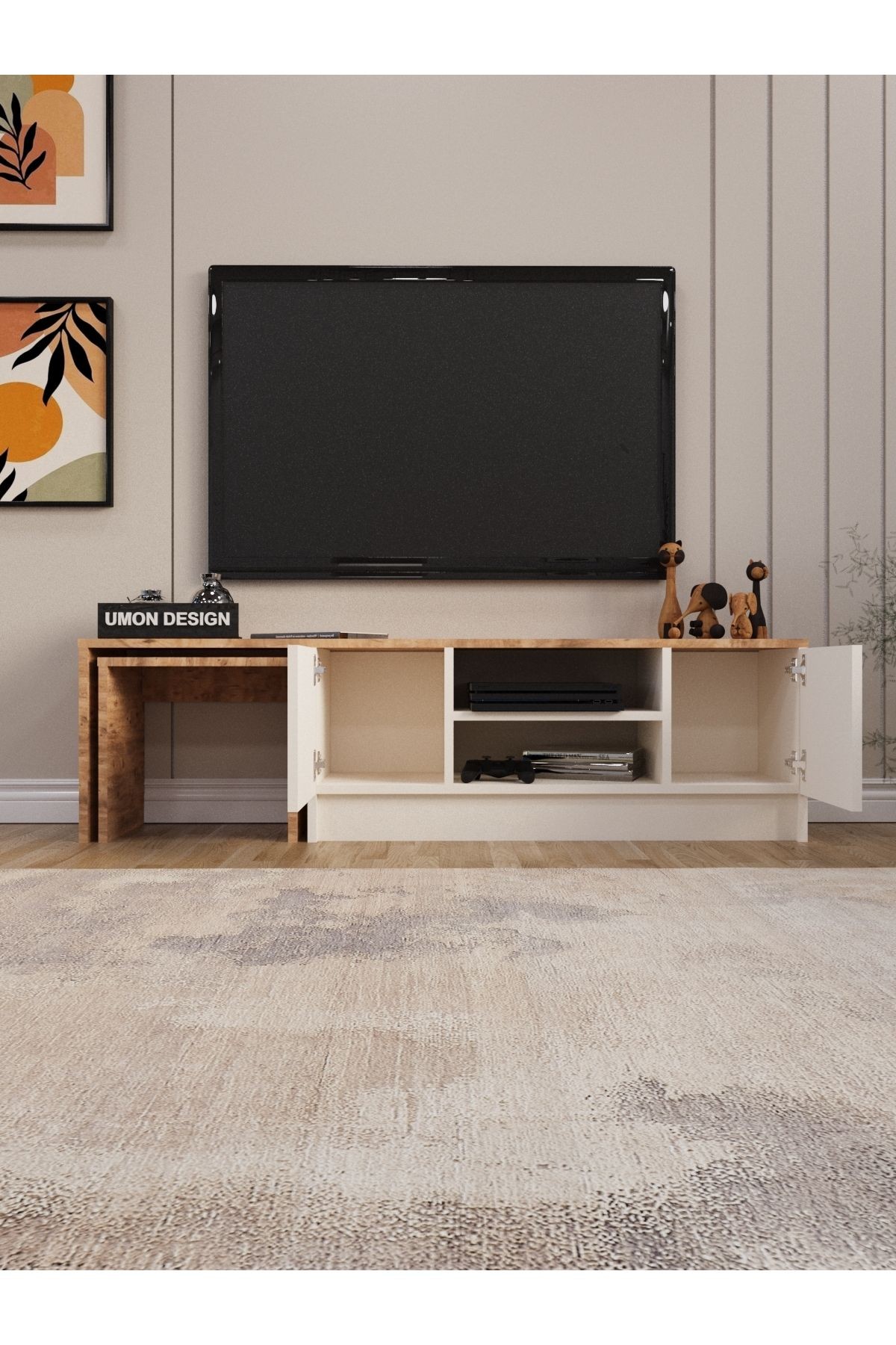 Teos Zigonlu Tv Ünitesi 150 Cm Zigon Sehpalı Televizyon Sehpası
