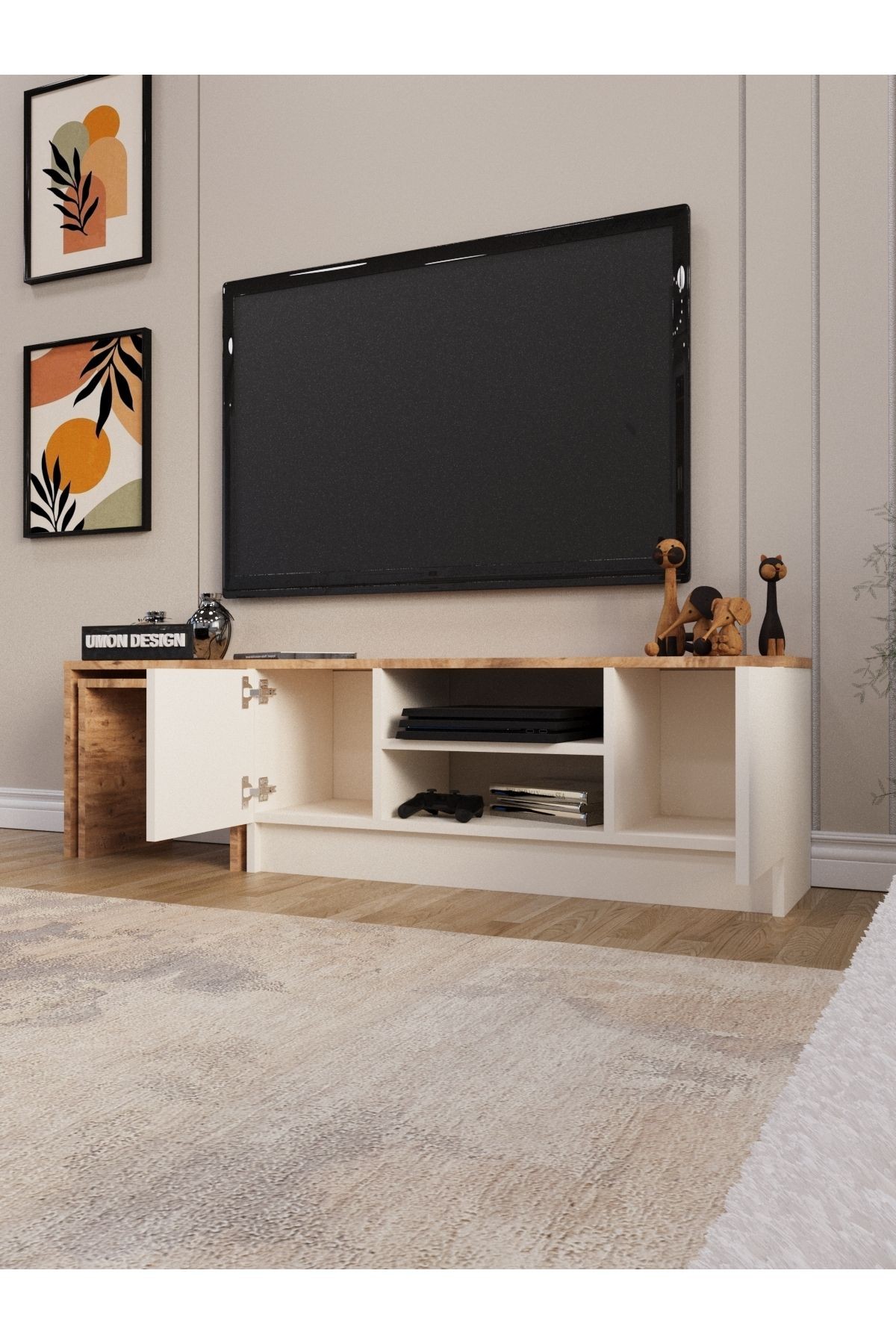 Teos Zigonlu Tv Ünitesi 150 Cm Zigon Sehpalı Televizyon Sehpası