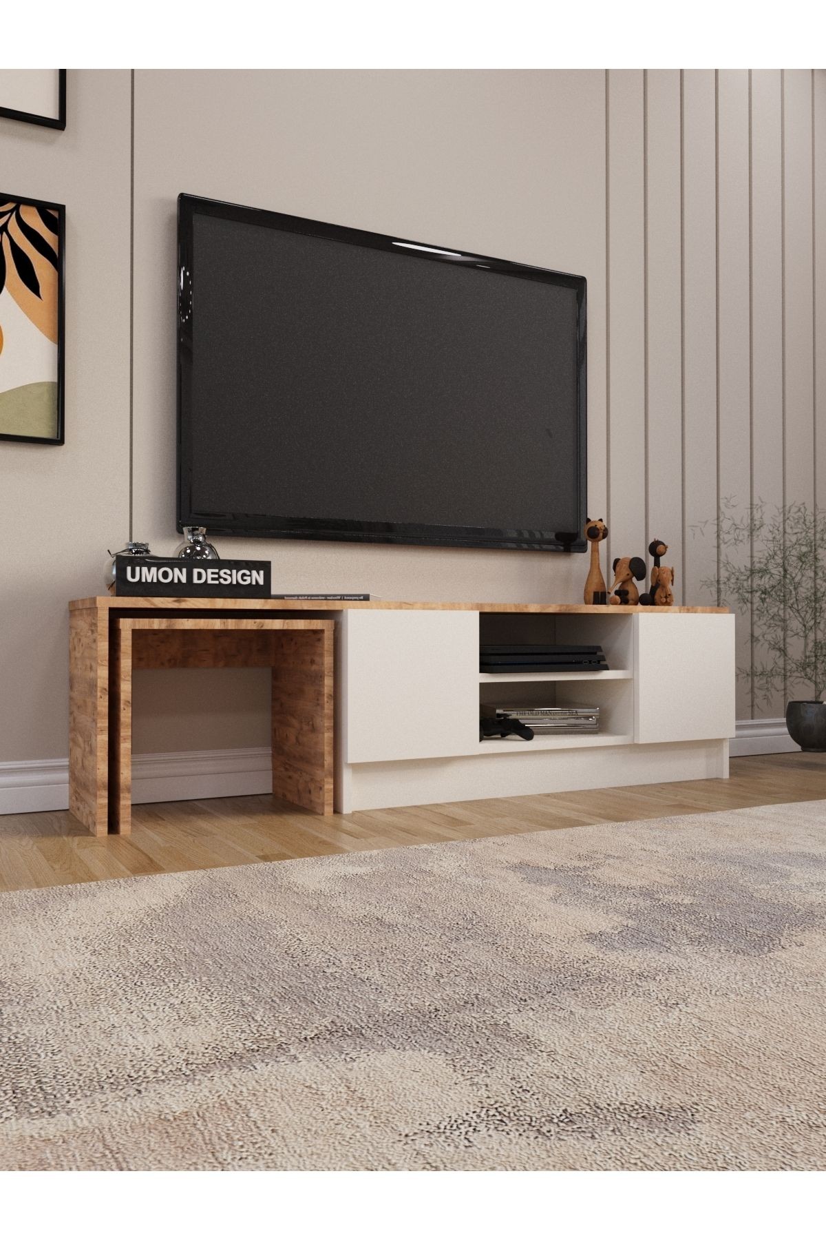 Teos Zigonlu Tv Ünitesi 150 Cm Zigon Sehpalı Televizyon Sehpası