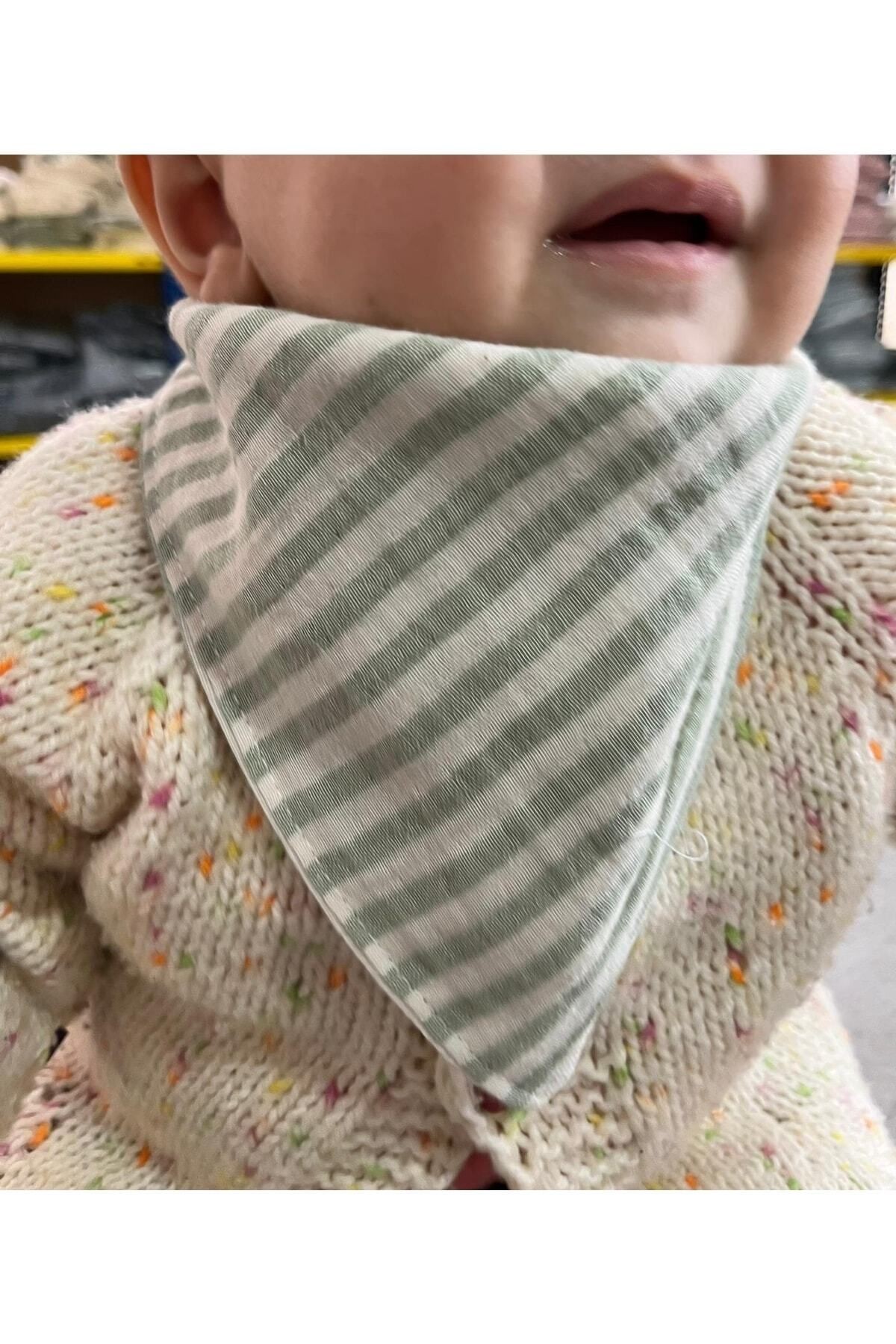 Çift Katlı Müslin Kumaş İki Çıtçıtlı Bebek Salya Önlük & Fular (3 ADET)