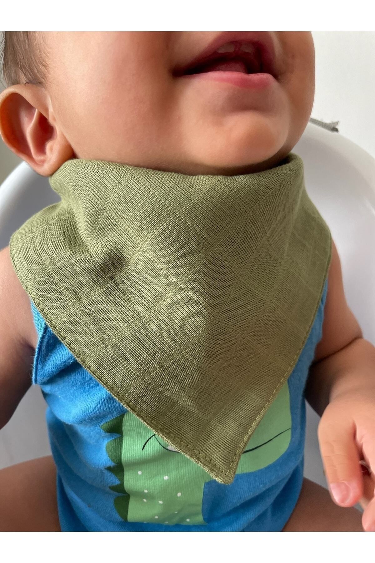 (17 Adet ) %100 Organik Müslin Kumaş İki Çıtçıtlı Bebek Salya & Fular Önlük