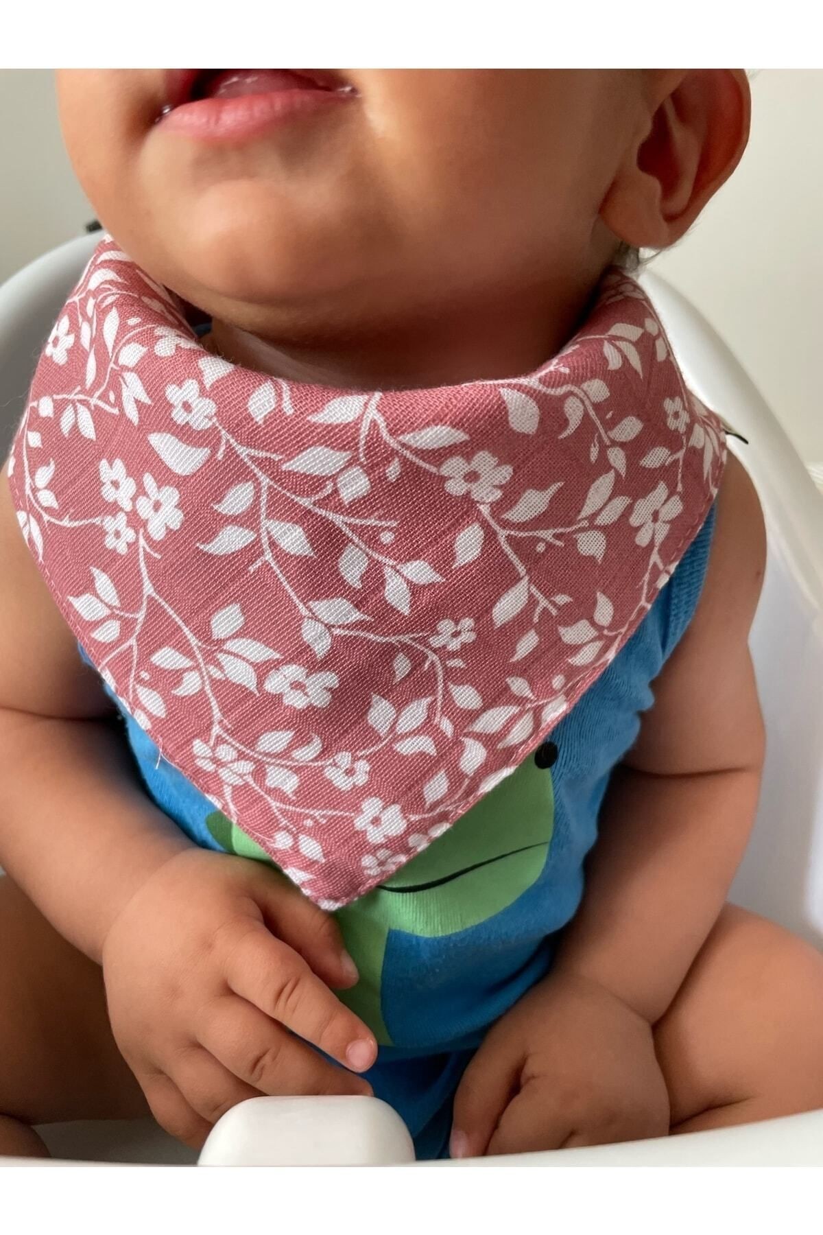 (17 Adet ) %100 Organik Müslin Kumaş İki Çıtçıtlı Bebek Salya & Fular Önlük