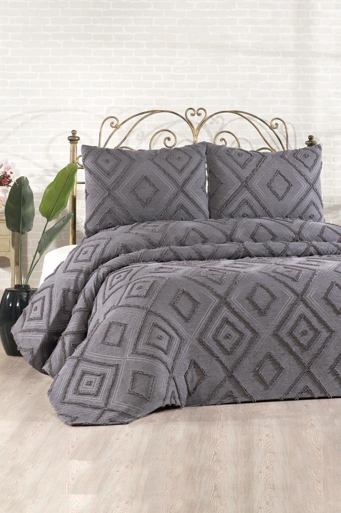 Semra 3 Parça Çift Kişilik Pike Takımı Antrasit