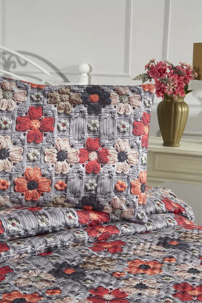 Merina Ultrasonik Kapitoneli 5D Baskılı Çift Kişilik Pike Takımı