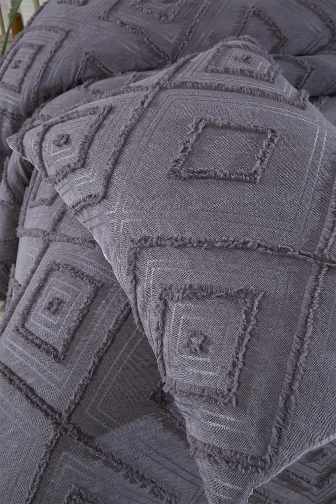 Semra 3 Parça Çift Kişilik Pike Takımı Antrasit