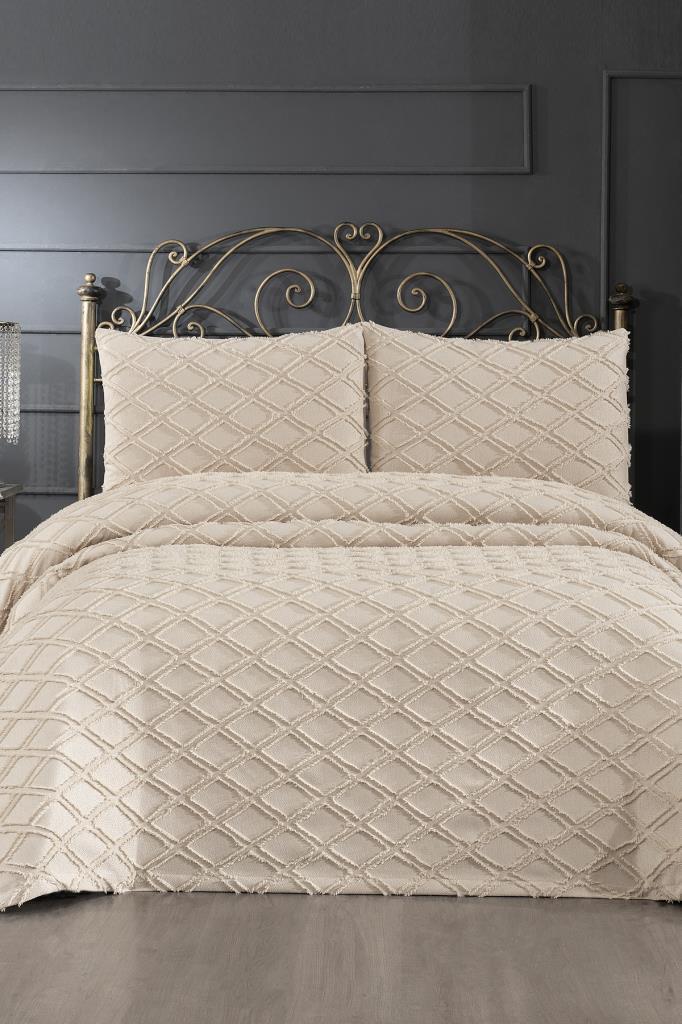 Vildan 3 Parça Çift Kişilik Pike Takımı - Bej