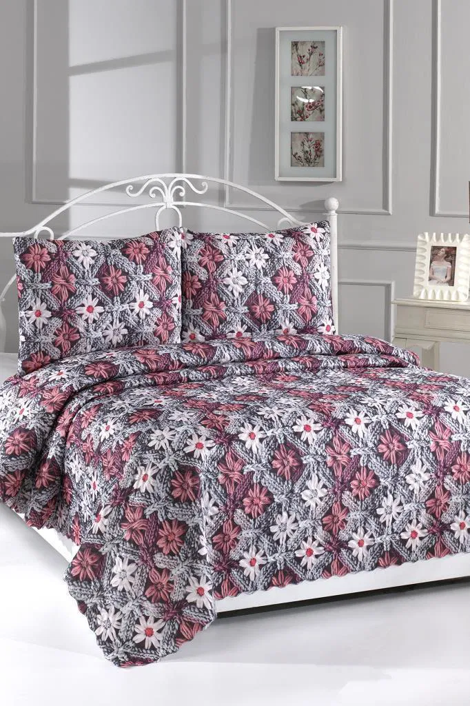 Sofia Ultrasonik Kapitoneli 5D Baskılı Çift Kişilik Pike Takımı