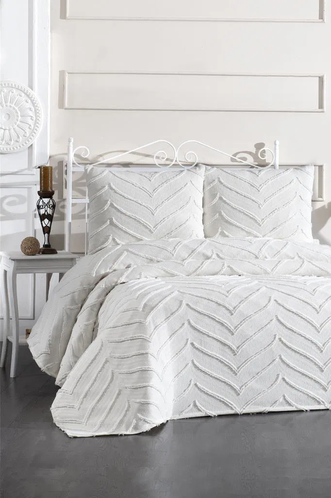 Serra 3 Parça Çift Kişilik Pike Takımı Gri