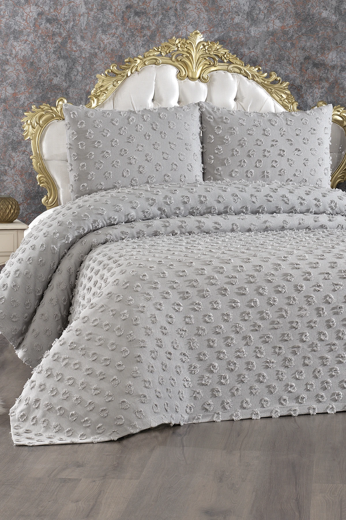 Ponponela Şonil 3 Parça Çift Kişilik Pike Takımı - Gri