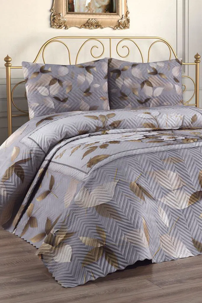 Yaprak Dökümü Ultrasonik Kapitoneli Bengi Çift Kişilik Yatak Örtüsü