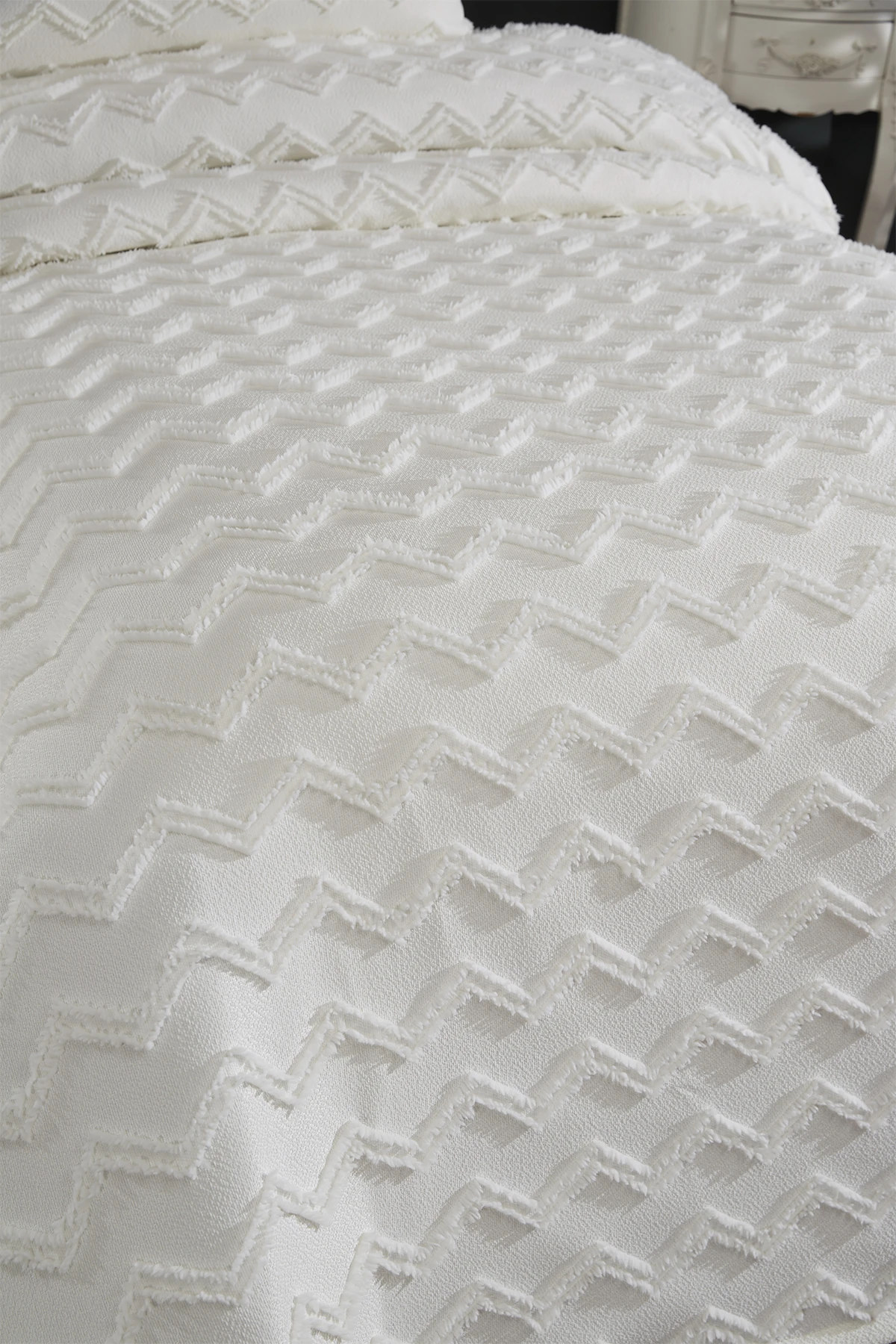 Lidya 2 Parça Çift Kişilik Pike Takımı Krem