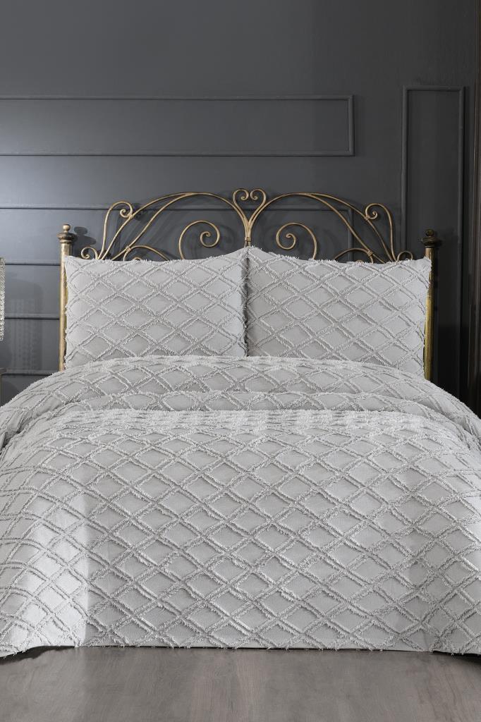 Vildan 3 Parça Çift Kişilik Pike Takımı - Gri