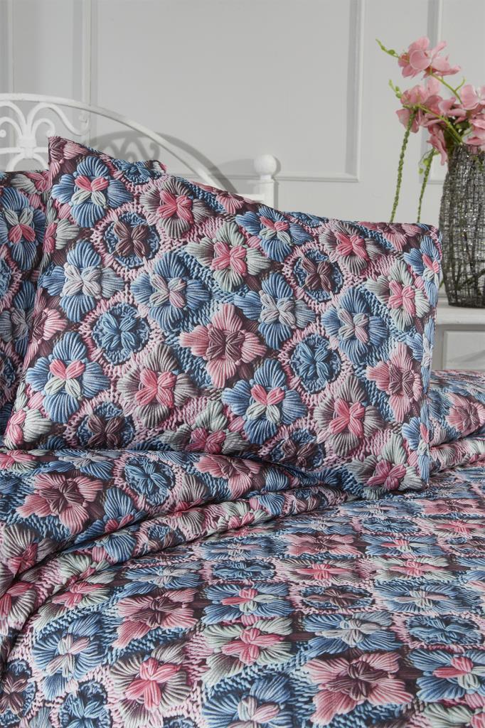 Angela Ultrasonik Kapitoneli 5D Baskılı Çift Kişilik Pike Takımı