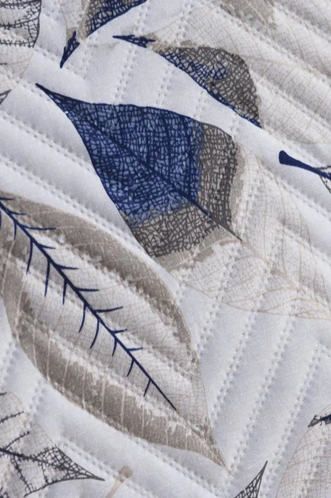 Yaprak Desen Ultrasonik Kapitoneli  Çift Kişilik Yatak Örtüsü