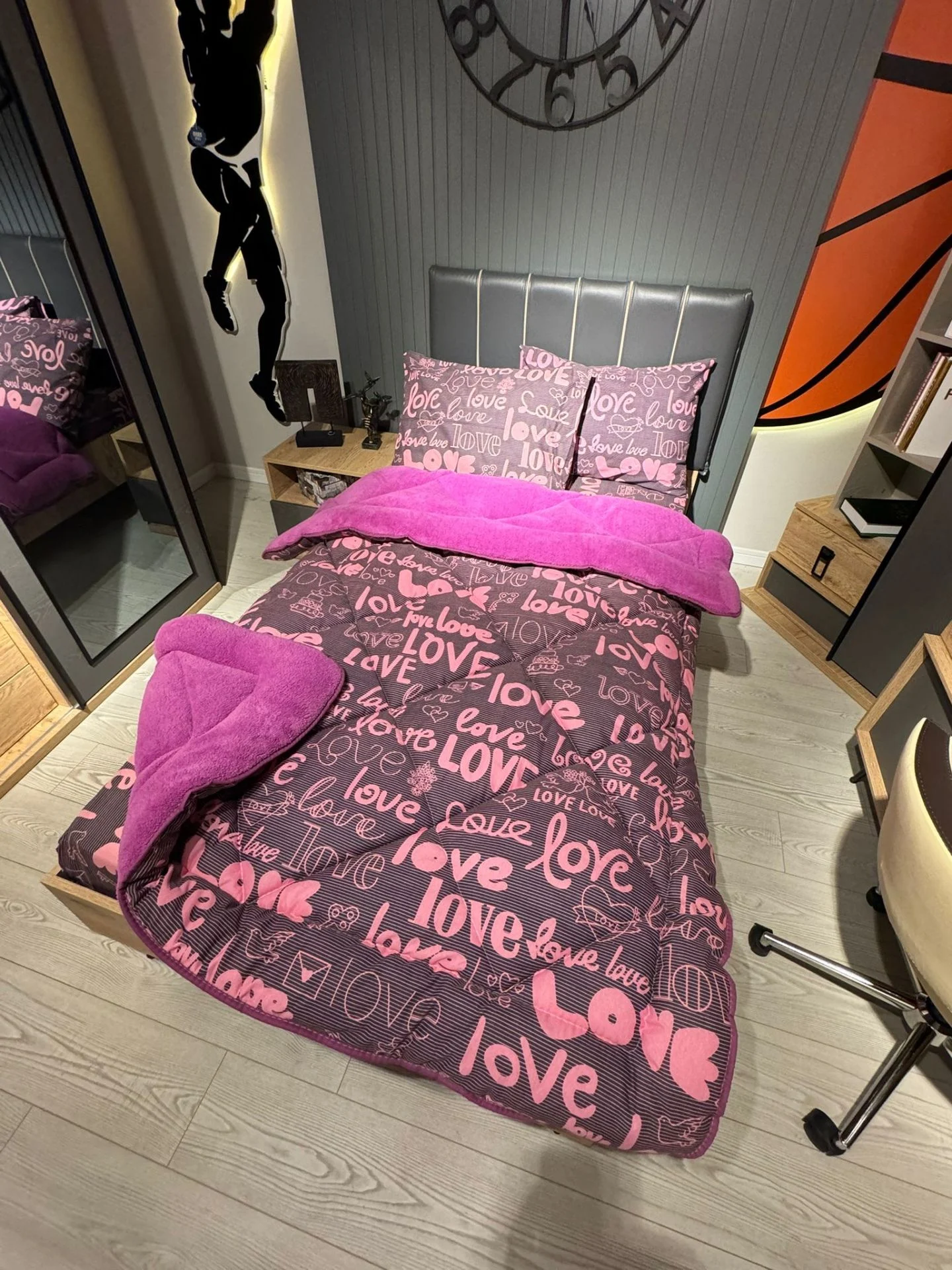 Love Tek Kişilik Welsoft Pufidik Uyku Seti  (Lastikli Çarşaflı)