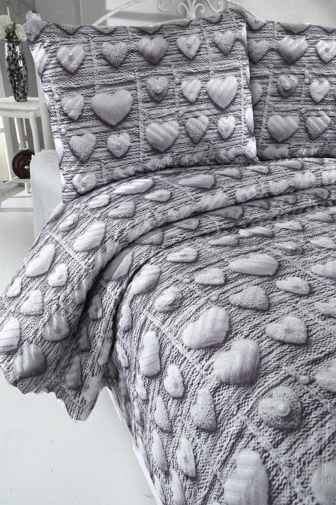 Jovanka Ultrasonik Kapitoneli 5D Baskılı Çift Kişilik Pike Takımı