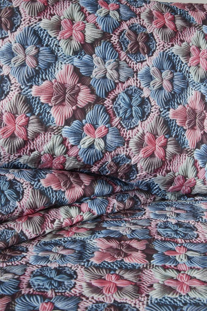 Angela Ultrasonik Kapitoneli 5D Baskılı Çift Kişilik Pike Takımı