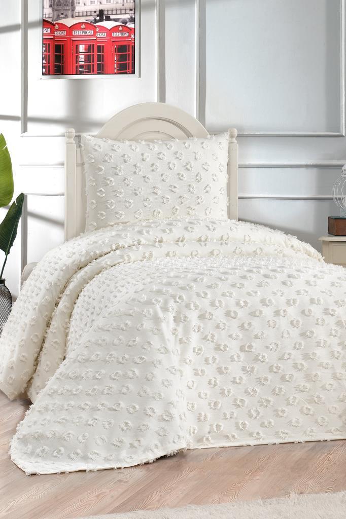 Ponponela Şonil  2 Parça Tek Kişilik Pike Takımı - Beyaz